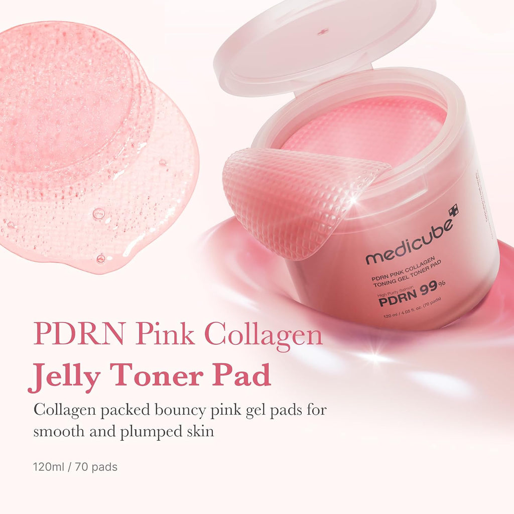 medicube Toner Pads Salmon DNA PDRN Pink Collagen Jelly Pad for Soothing | Soothing Gel Toner Pad with PDRN, Niacinamide, Madecassoside - Radiance &...